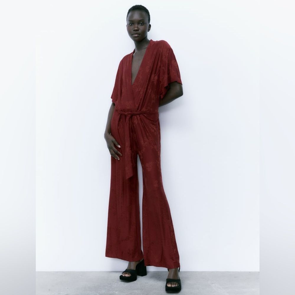 ZARA LONG JACQUARD JUMPSUIT - Picture 8 of 13